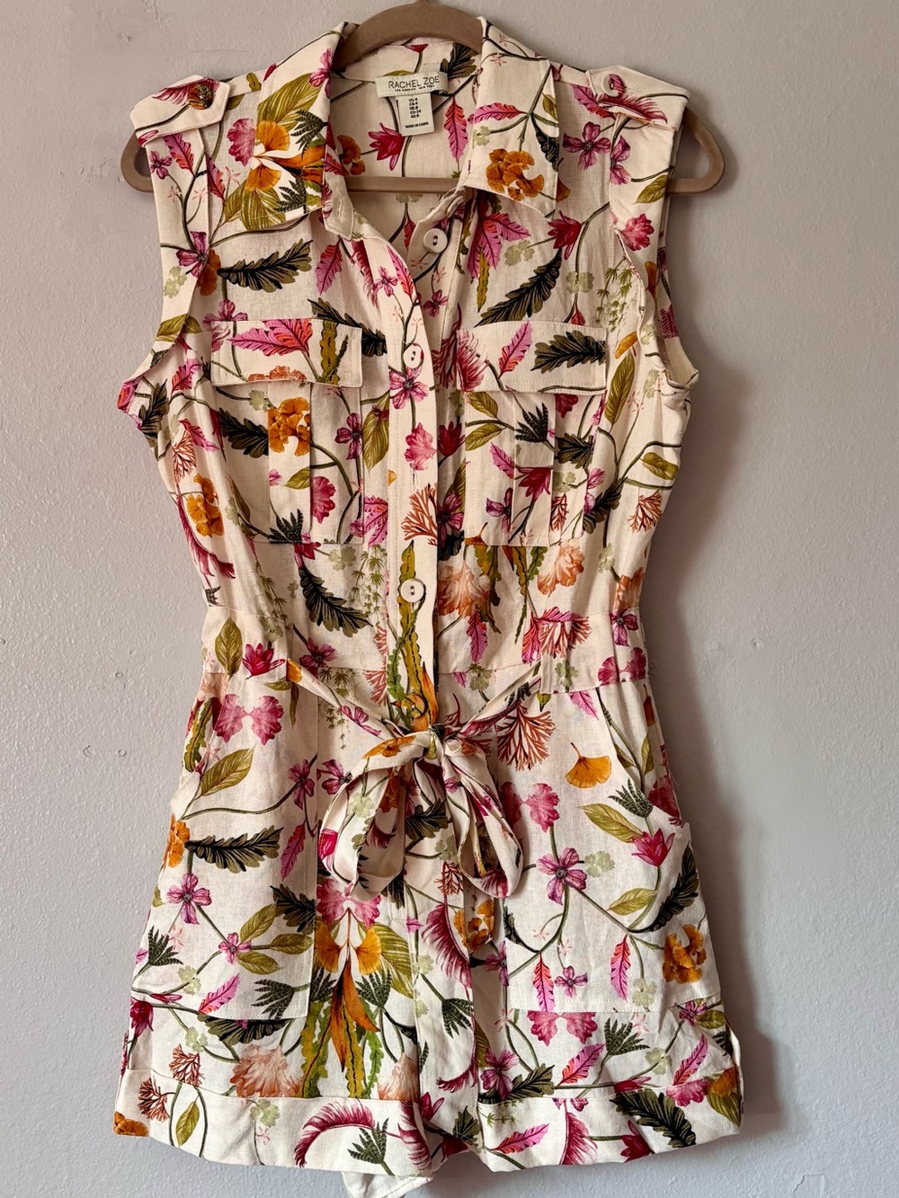 Rachel Zoe Women’s Linen Blend Floral Romper  size 4